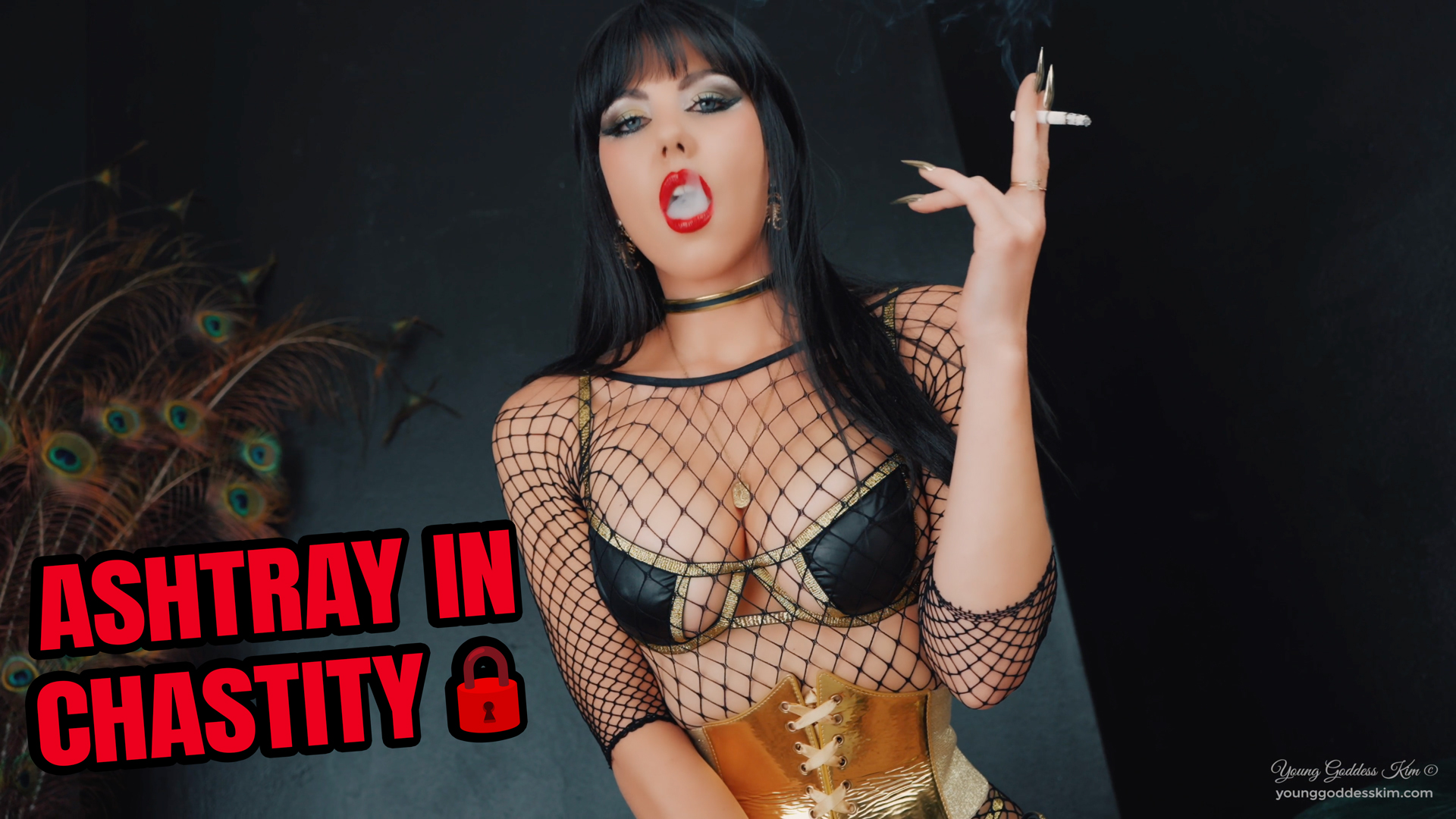 ashtray in Chastity - Human ashtray Clips Femdom -Young Goddess Kim